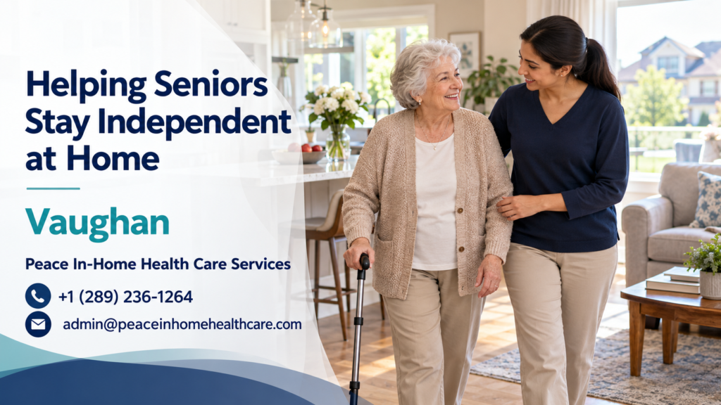 Caregiver helping a senior stay independent at home in Vaughan